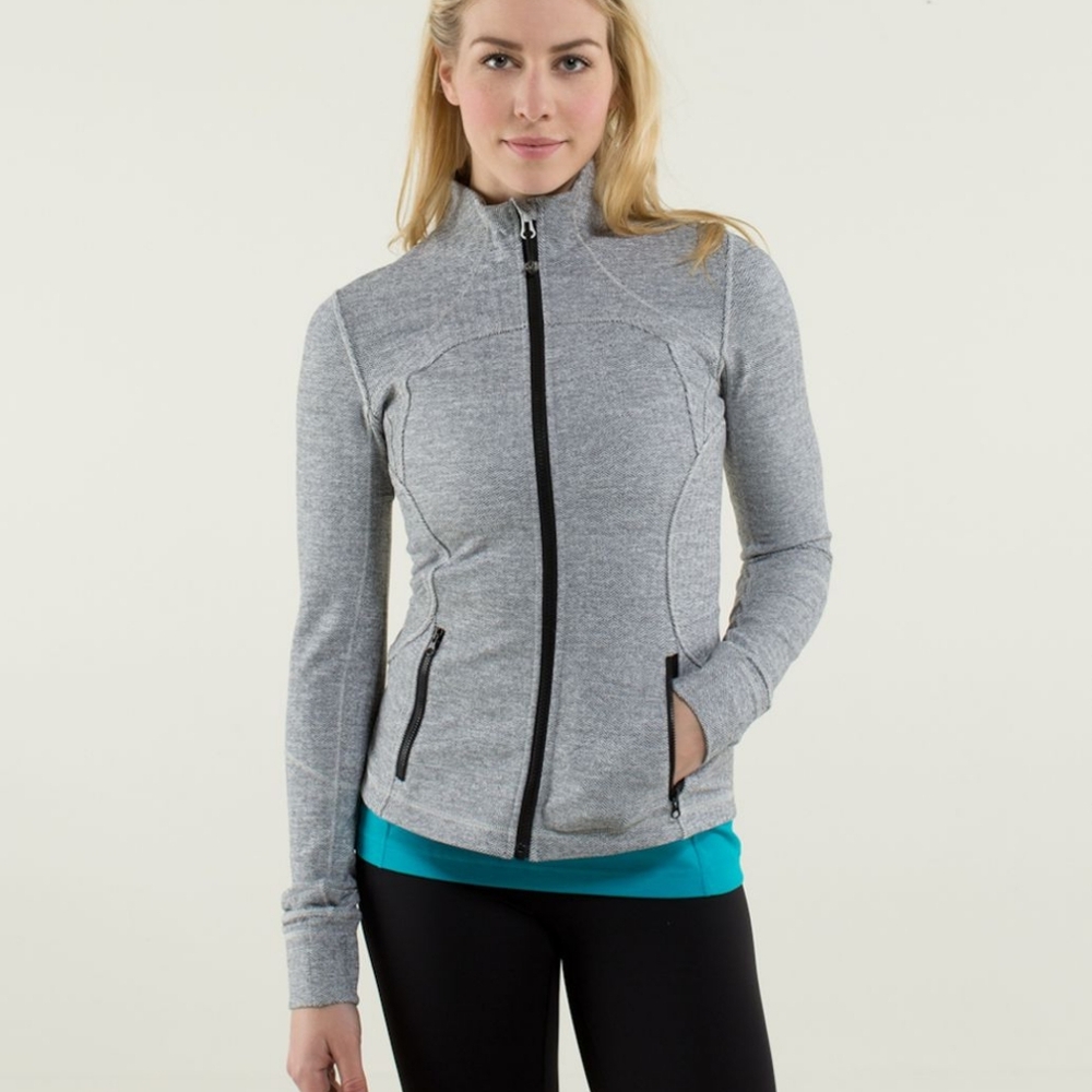 Lululemon Forme Jacket II *Textured Heathered Herringbone Heathered Black White